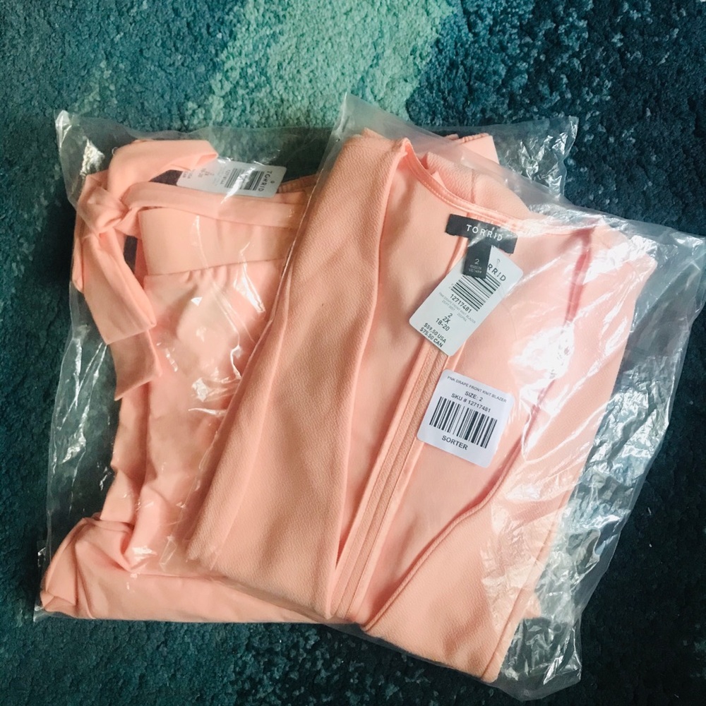 Light Pink Drape Front Blazer